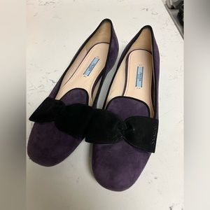 Prada Purple/Black Suede Bow Ballet Flats Size 38